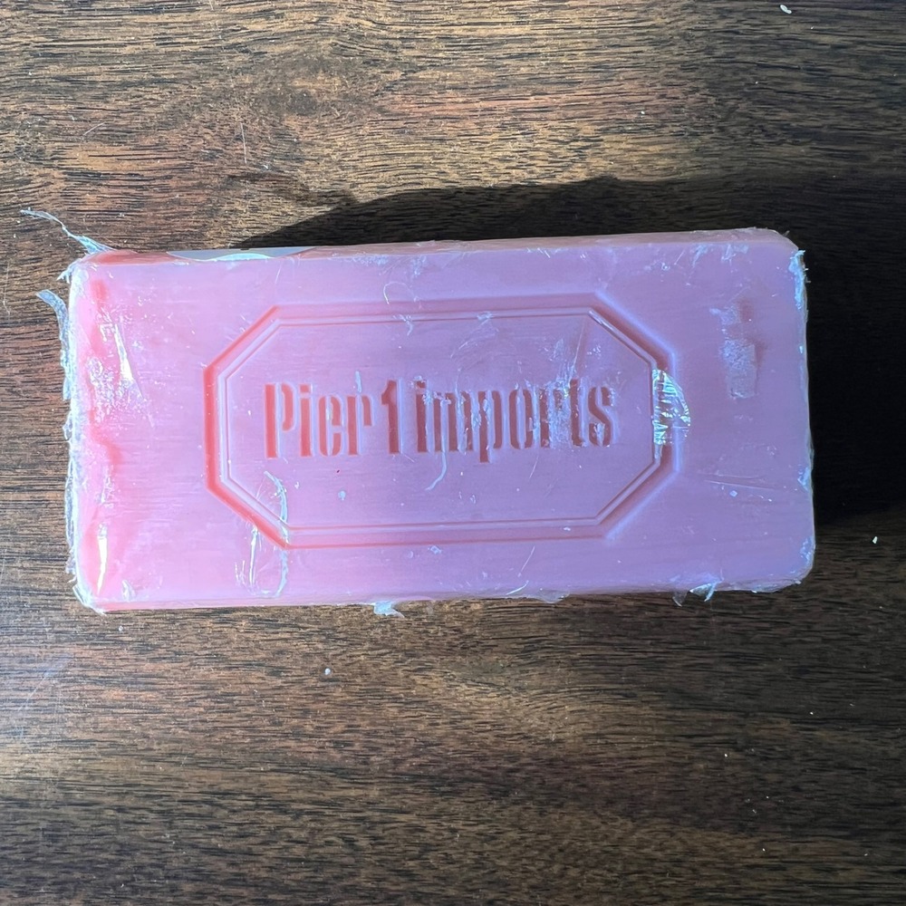 Pier 1 Imports Pink Bar Soap Embossed Logo Original Plastic Wrap Rectangular